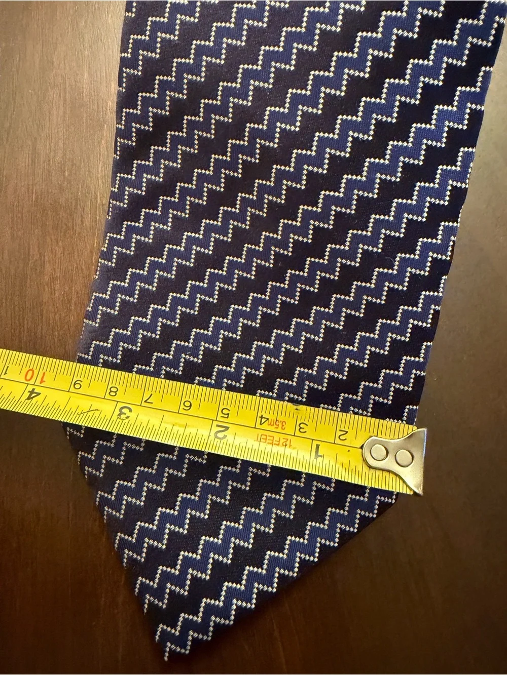Canali Classic Navy Zigzag Men's Tie - 3.75”
